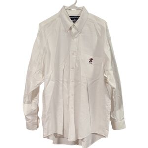 Polo Ralph Lauren White Classic Fit Polo Bear Oxford Shirt Button Down sz L